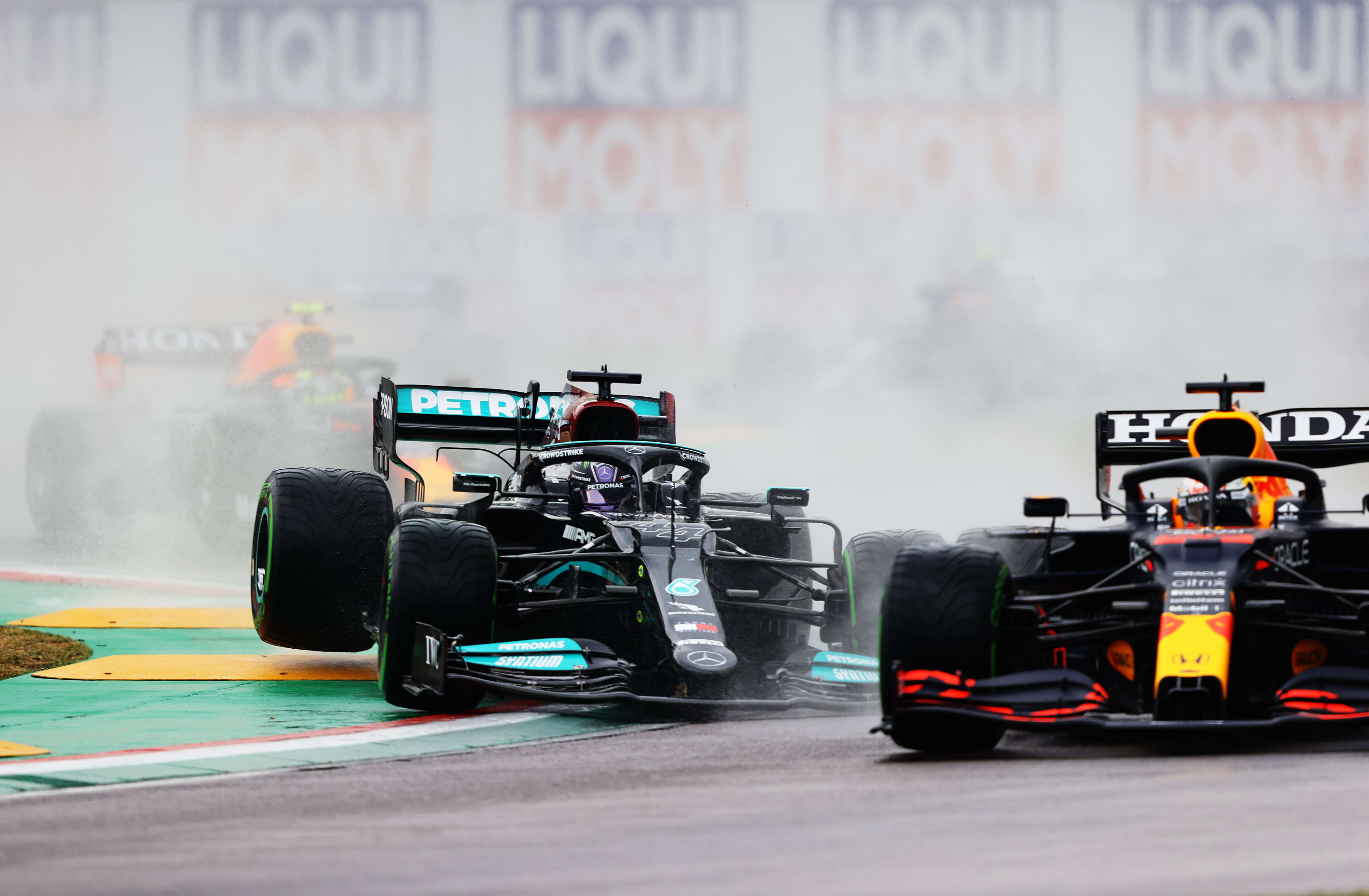 Verstappen and Hamilton at odds over whether they made contact in crucial start of Imola race | Formula 1®