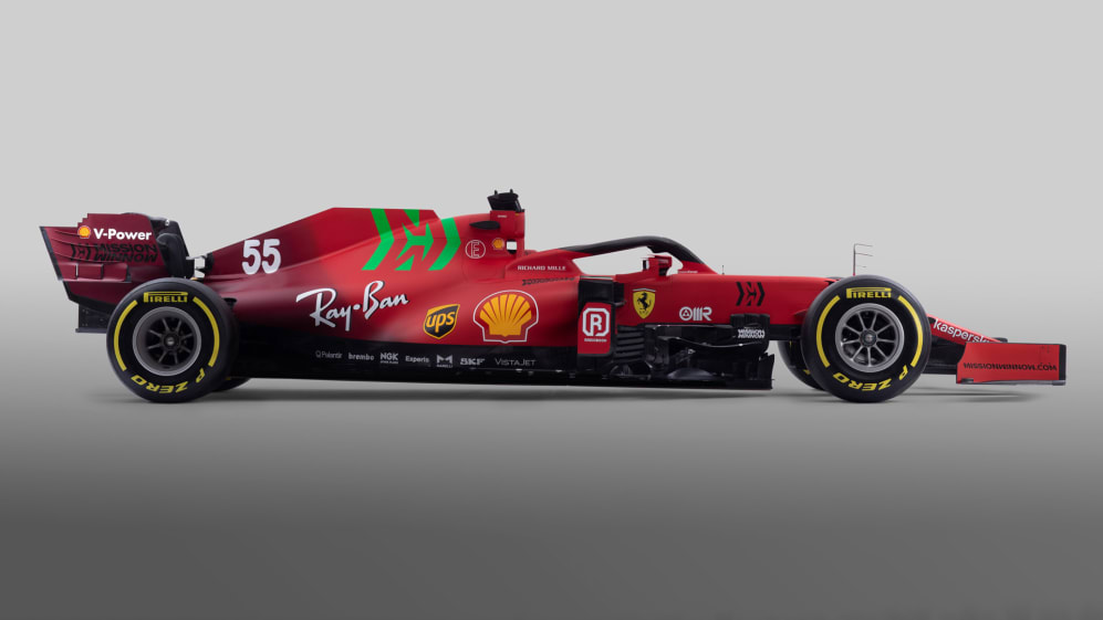 First Look Ferrari Unveil Hotly Anticipated Sf21 F1 Car With Splash Of Green On Traditional Red Livery Formula 1