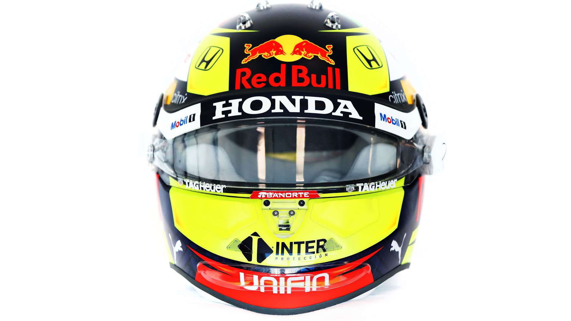 Sergio Perez reveals striking new helmet for maiden Red Bull 