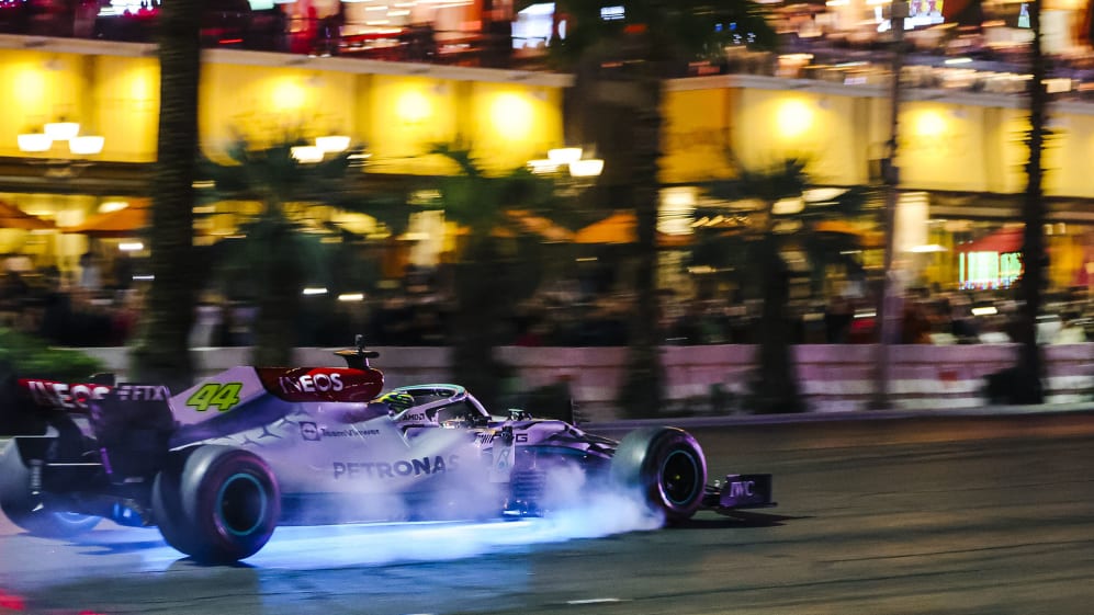 MERCEDES F1 GLOWING AT NIGHT