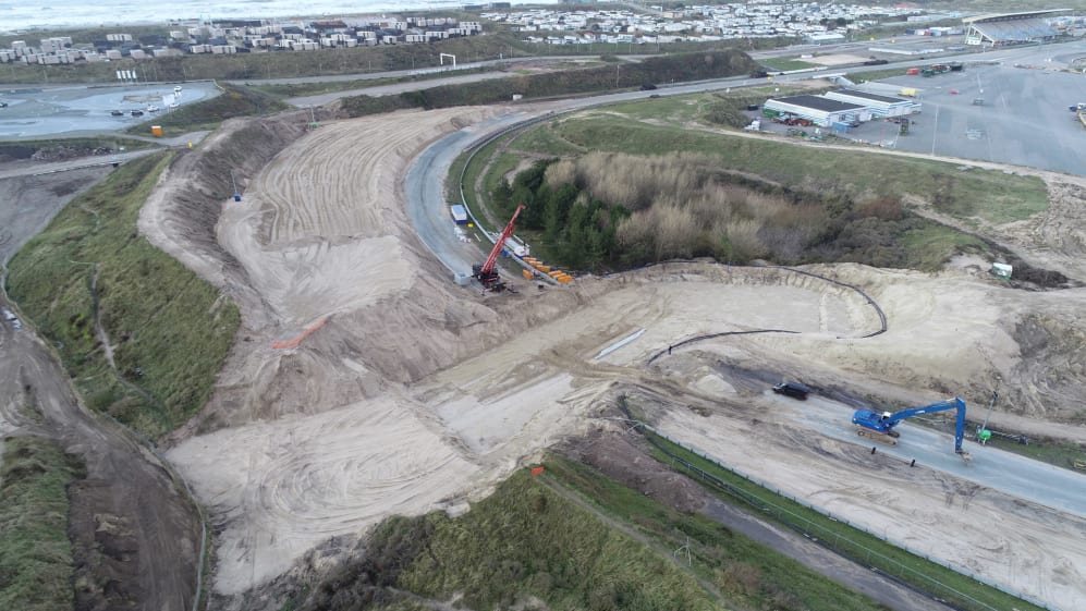 Construction of circuit updates at Zandvoort, host of the 2020 Dutch Grand Prix, December 2019.