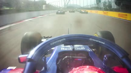 Gasly struck by debris on opening lap in Russia