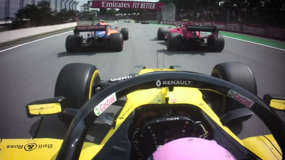 ONBOARD: Leclerc, Ricciardo and Norris's three-way first lap battle