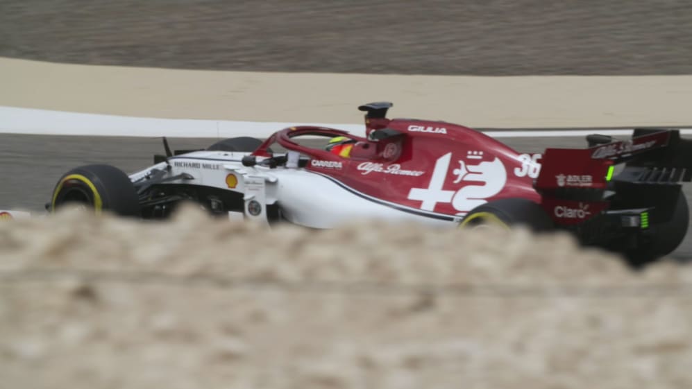 Mick Schumacher tests the Alfa Romeo F1 car in Bahrain