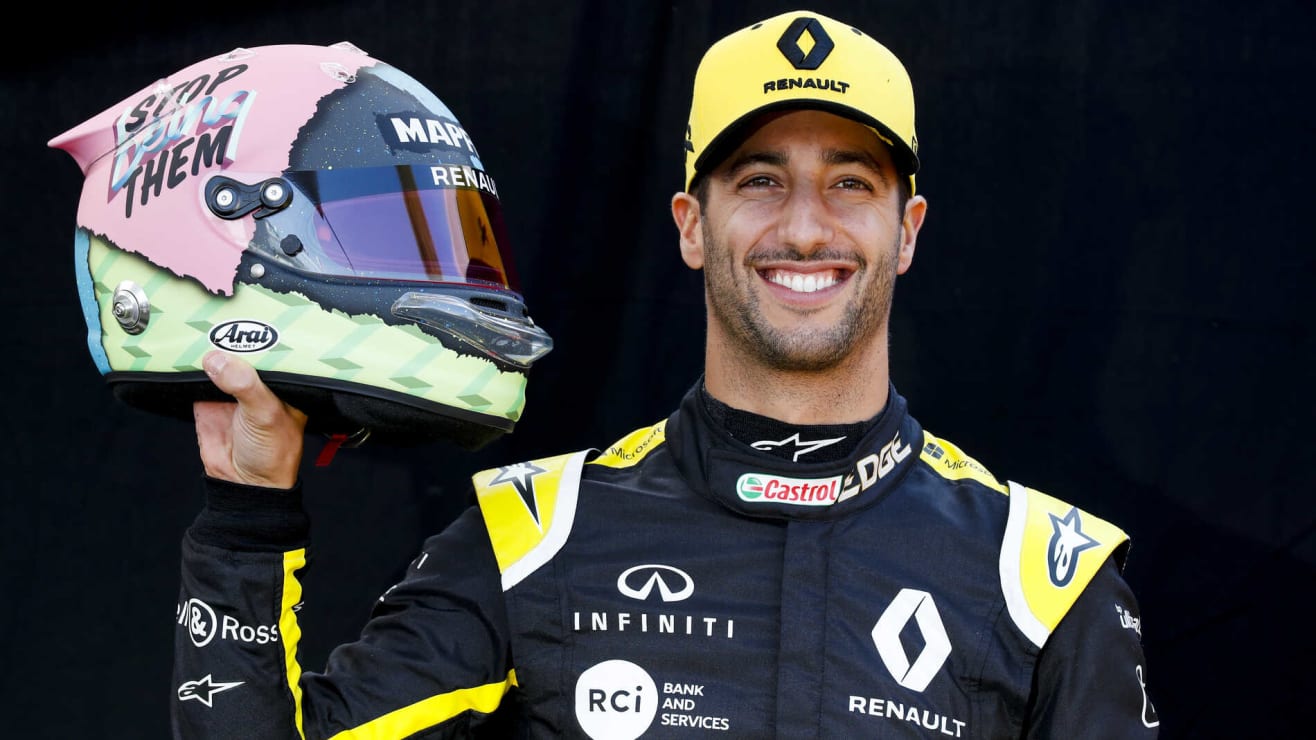 GALLERY: Daniel Ricciardo shows off new helmet design in Melbourne ...